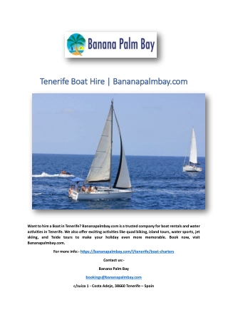 Tenerife Boat Hire | Bananapalmbay.com
