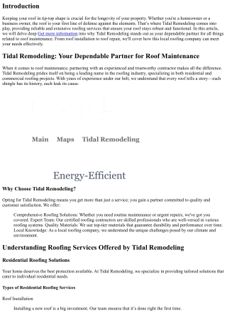 Tidal Remodeling: Your Dependable Partner for Roof Maintenance