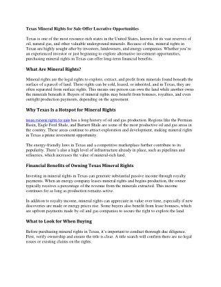 texas mineral rights for sale