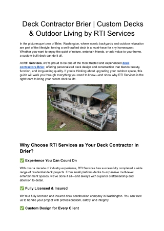Deck Contractor Brier _ Custom Decks & Outdoor Living by RTI Services