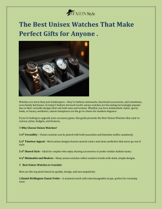 The Best Unisex Watches That Make Perfect Gifts for Anyone .