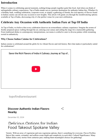 Celebrate Any Occasion with Authentic Indian Fare at Top Of India