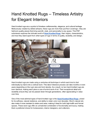 Hand Knotted Rugs – Timeless Artistry for Elegant Interiors
