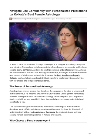 Navigate Life Confidently with Personalized Predictions by Kolkata's Best Female Astrologer