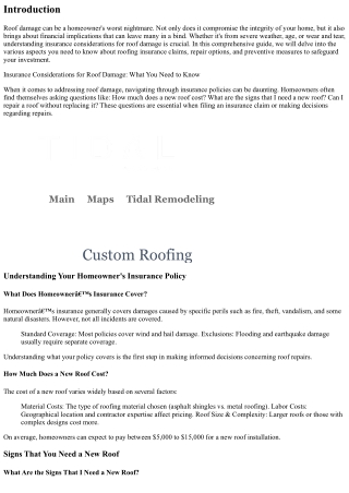 Insurance Considerations for Roof Damage: What You Need to Know