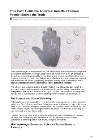 Your Palm Holds the Answers Kolkata's Famous Palmist Shares the Truth