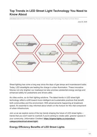 Top Trends in LED Street Light Technology You Need to Know About