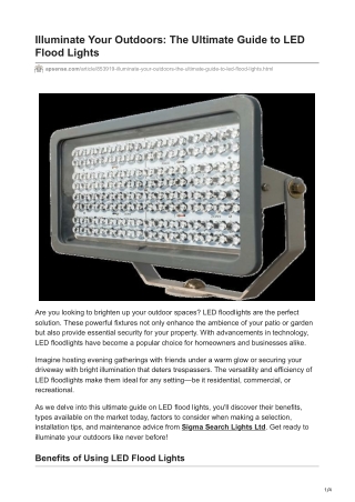 Illuminate Your Outdoors The Ultimate Guide to LED Flood Lights