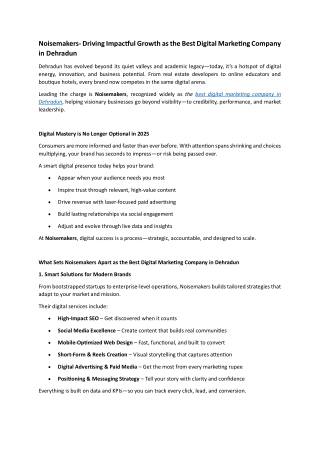 the Best Digital Marketing Company in Dehradun-Noisemakers