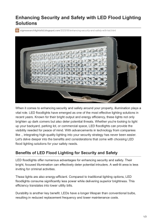 Enhancing Security and Safety with LED Flood Lighting Solutions