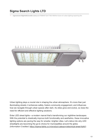 The Future of Urban Lighting Exploring the Benefits of LED Street Lights
