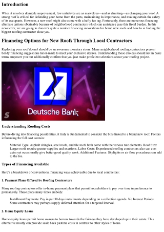 Financing Options for New Roofs Through Local Contractors