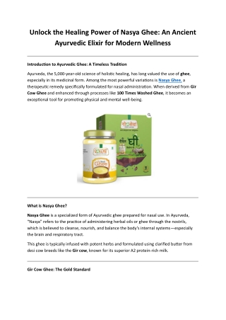 Unlock the Healing Power of Nasya Ghee