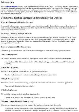 Commercial Roofing Services: Understanding Your Options
