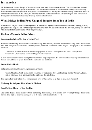 What Makes Indian Food Unique? Insights from Top of India
