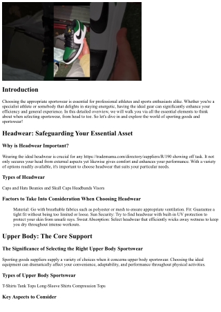 From Head to Toe: Complete Guide to Picking the Right Sportswear