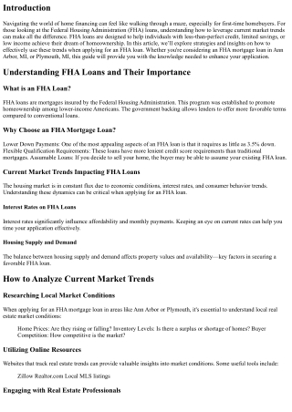 How to Leverage Current Market Trends When Applying for An fha loan.