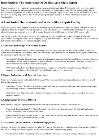 A Look Inside Our State-of-the-Art Auto Glass Repair Facility