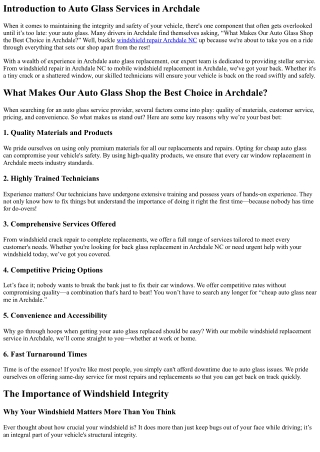 What Makes Our Auto Glass Shop the Best Choice in Archdale?