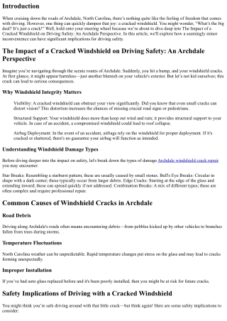 The Impact of a Cracked Windshield on Driving Safety: An Archdale Perspective