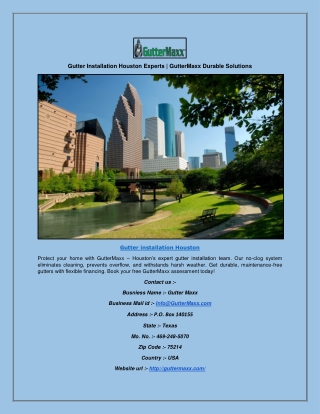 Gutter Installation Houston Experts | GutterMaxx Durable Solutions
