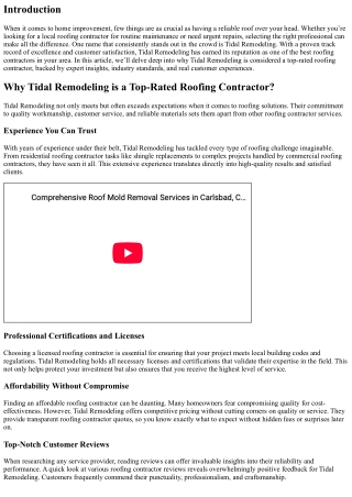 Why Tidal Remodeling is a Top-Rated Roofing Contractor in Your Area