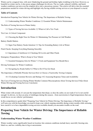 Preparing Your Vehicle for Winter Driving: The Importance of Reliable Towing