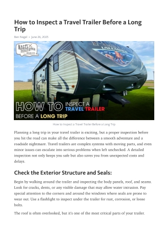 5th Wheel Trailer Repair Michigan Guides on Travel Trailer Inspection