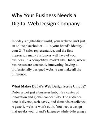 Why Your Business Needs a Digital Web Design Company