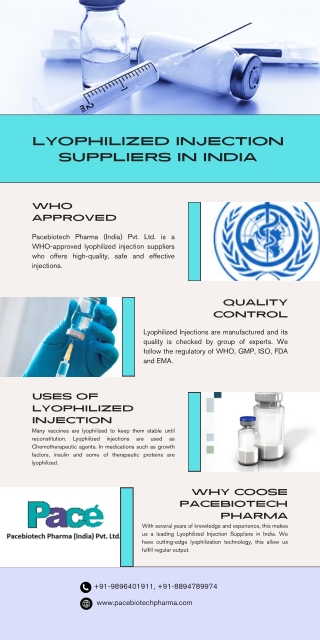 WHO-approved Lyophilized Injection Suppliers In India | Pacebiotech Pharma