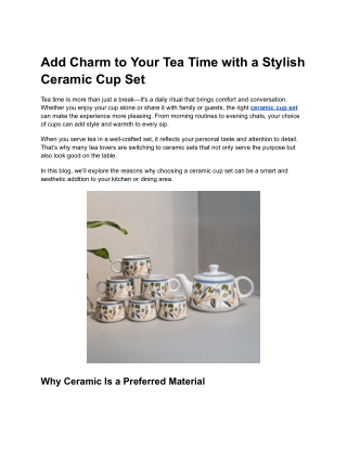 Add Charm to Your Tea Time with a Stylish Ceramic Cup Set