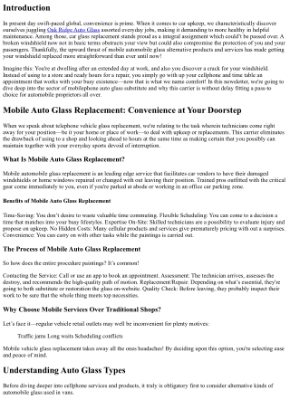 Mobile Auto Glass Replacement: Convenience at Your Doorstep