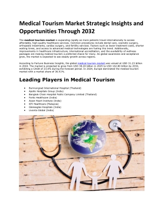 Medical Tourism Market Growth Potential in Developing Nations – Forecast 2032