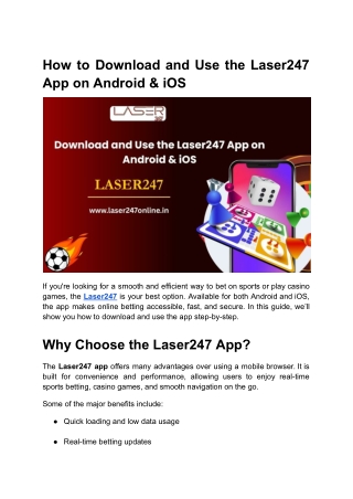 how to download and use the laser247