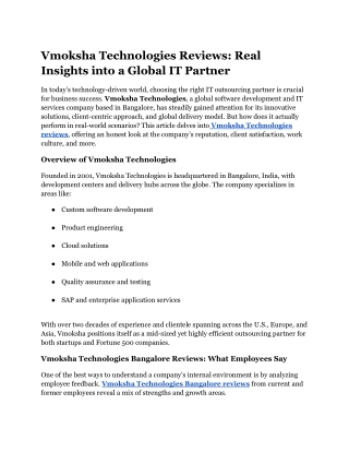 Vmoksha Technologies Reviews_ Real Insights into a Global IT Partner