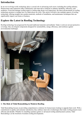 Explore the Latest in Roofing Technology