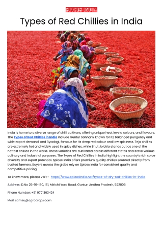 Types of Red Chillies in India