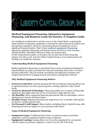 Medical Equipment Financing