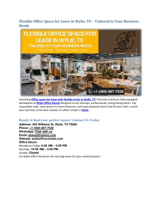 Flexible Office Space for Lease in Wylie