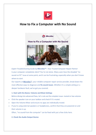 How to Fix a Computer with No Sound