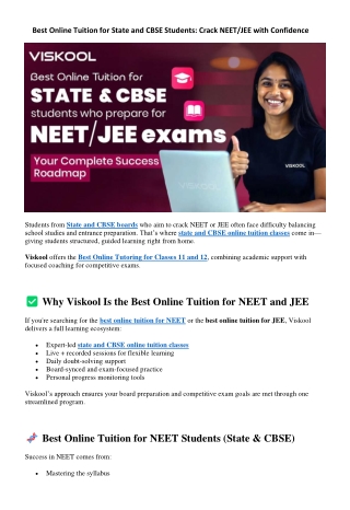 Best Online Tuition for State and CBSE Students