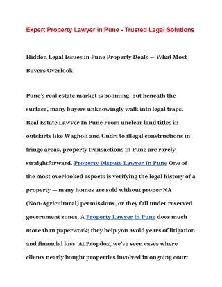 Property Lawyer In Pune