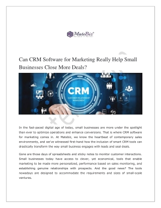 Can CRM Software for Marketing Really Help Small Businesses Close More Deals