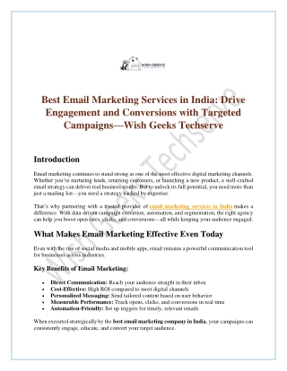 Best Email Marketing Services in India- Drive Engagement and Conversions with Targeted Campaigns—Wish Geeks Techserve