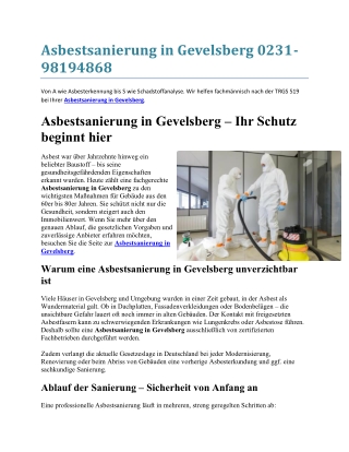 Asbestsanierung in Gevelsberg - Asbestwaechter.de