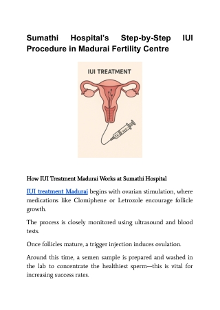 Sumathi Hospital’s Step-by-Step IUI Procedure in Madurai Fertility Centre