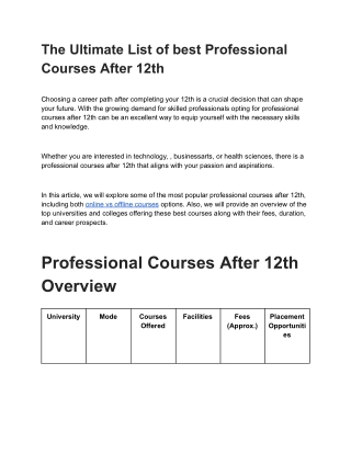 The Ultimate List of best Professional Courses After 12th (4)