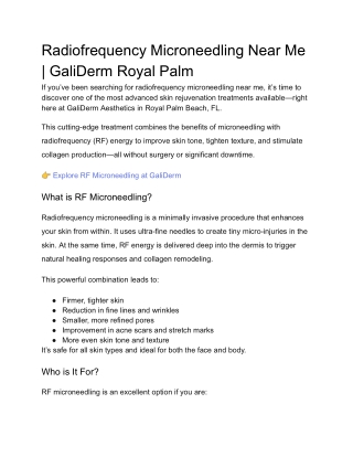 Radiofrequency Microneedling Near Me  GaliDerm Royal Palm