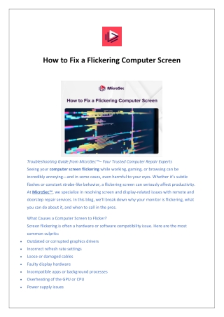 How to Fix a Flickering Computer Screen