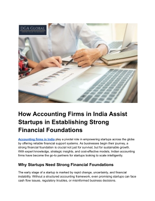 How Accounting Firms in India Assist Startups in Establishing Strong Financial F